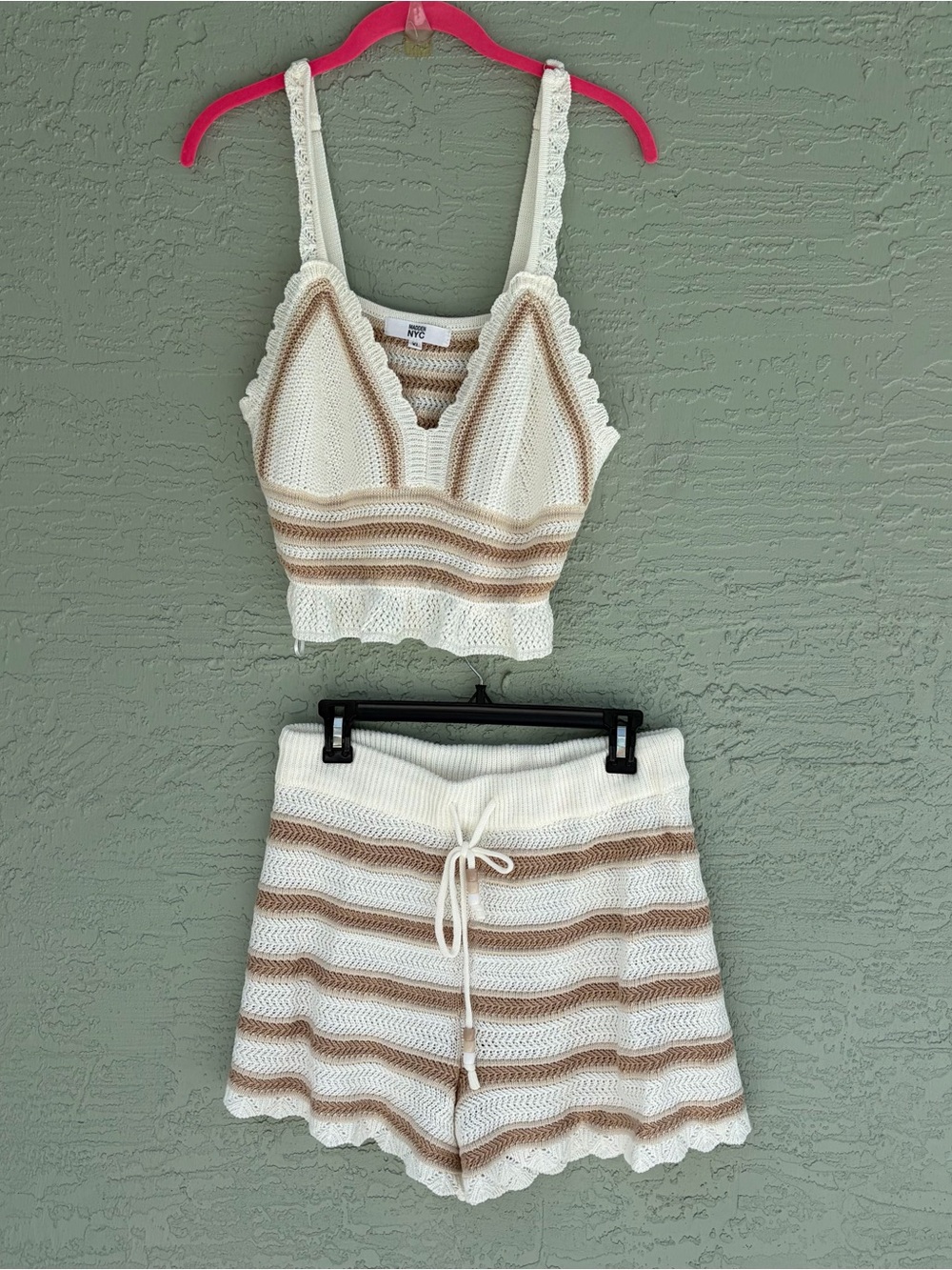 Madden NYC Crochet Tank Top and Shorts Set - Size XL